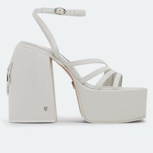 NAKED WOLFE Jada Platform Leather Sandals White Size 7